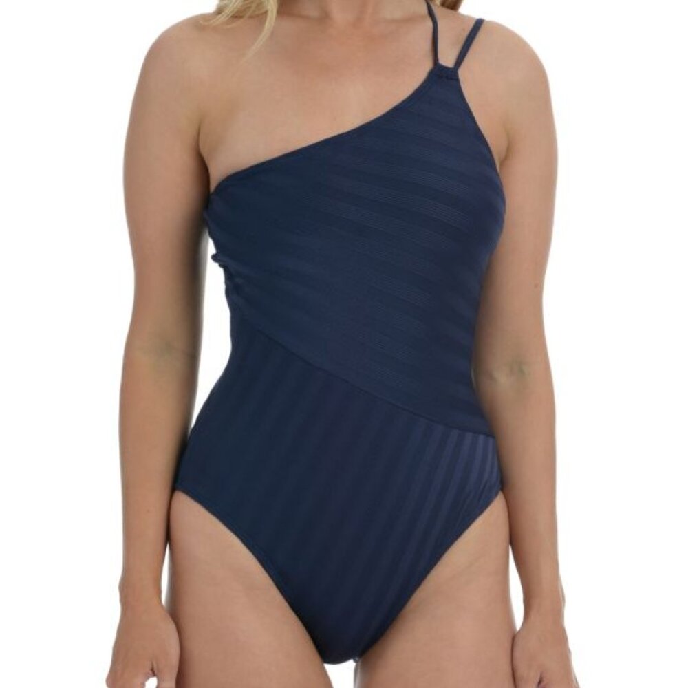 La Blanca Linea Costa One Shoulder One-Piece Swimsuit Indigo Blue 10